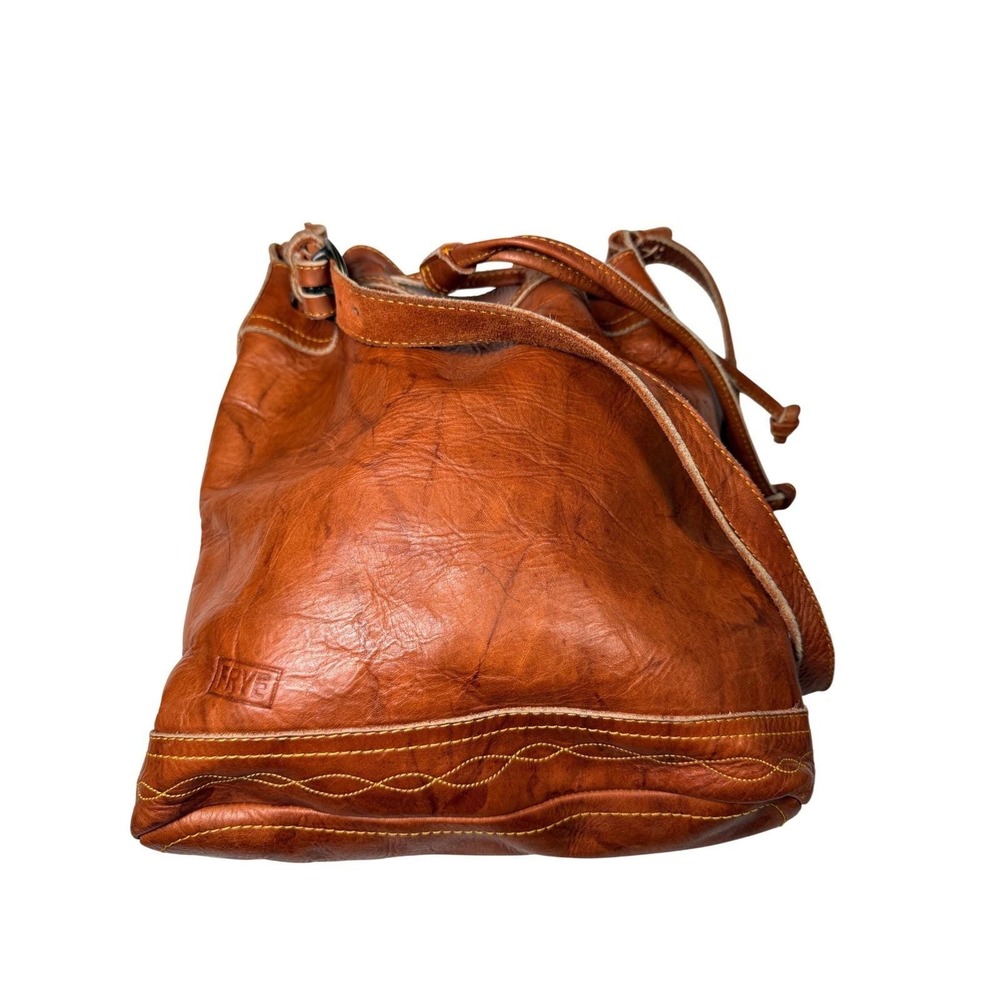 Rare Frye Vintage Cognac Leather Drawstring Bucket Bag Crossbody DB501 Mexico - Picture 13 of 15